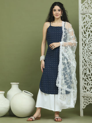 Screen Printed Pure Cotton Kurta Palazzos with Dupatta