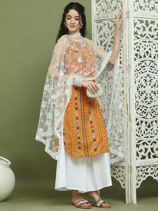 Foil Printed Rayon Kurta Palazzos With Dupatta