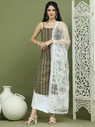 Foil Printed Rayon Kurta Palazzos With Dupatta