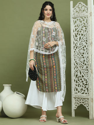 Foil Printed Rayon Kurta Palazzos With Dupatta