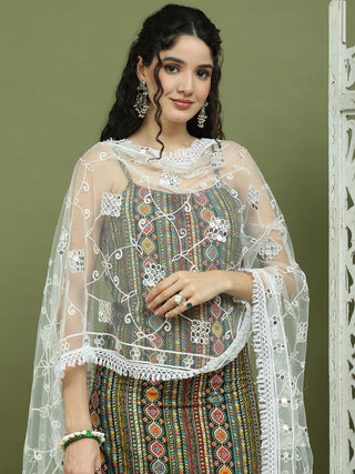 Foil Printed Rayon Kurta Palazzos With Dupatta