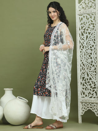 Floral Printed Rayon Kurta Palazzo Set