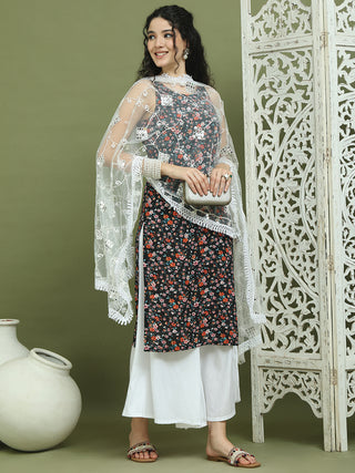 Floral Printed Rayon Kurta Palazzo Set