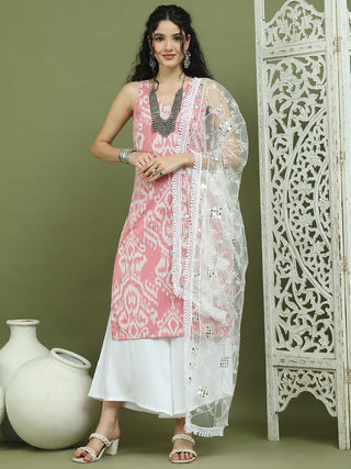 Printed Cotton Kurta Palazzo With Dupatta