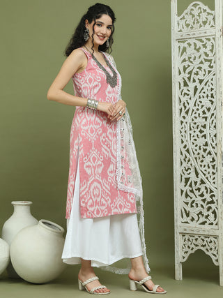 Printed Cotton Kurta Palazzo With Dupatta