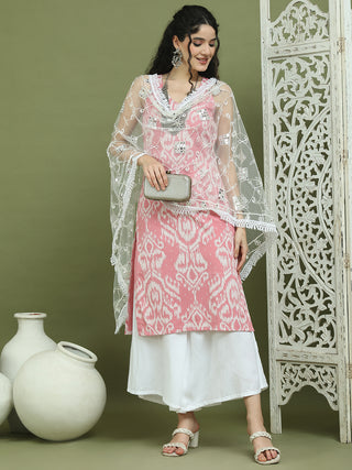 Printed Cotton Kurta Palazzo With Dupatta