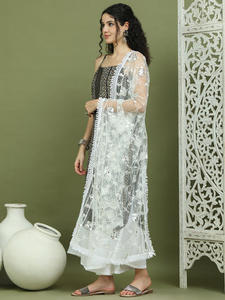 Foil Printed Rayon Kurta Palazzo Dupatta