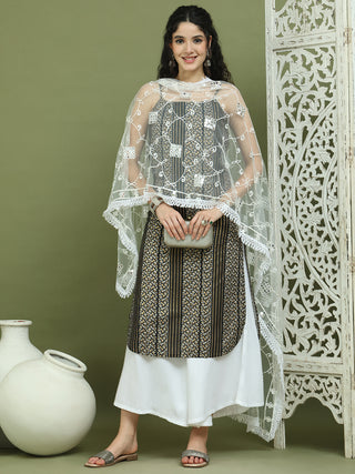 Foil Printed Rayon Kurta Palazzo Dupatta