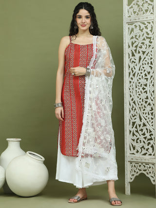 Foil Printed Rayon Kurta Palazzo Dupatta