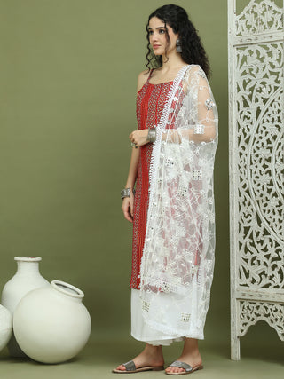 Foil Printed Rayon Kurta Palazzo Dupatta
