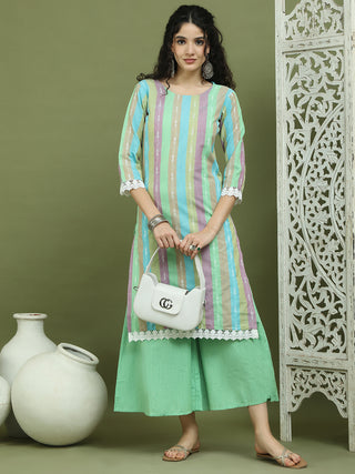 Lace Work, Woven Design straight Kurtas for Women