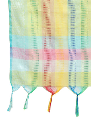 Lace Work, Woven Design straight Kurta Palazzo Dupatta Set