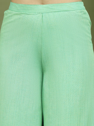 Lace Work, Woven Design straight Kurta With Palazzo