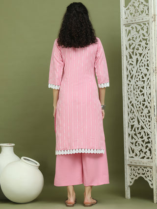 Lace Work, Woven Design straight Kurtas for Women