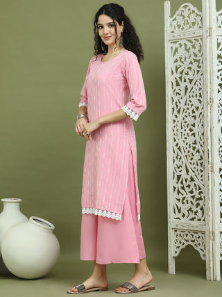Lace Work, Woven Design straight Kurtas for Women