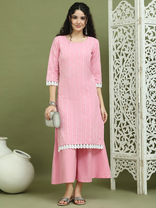 Lace Work, Woven Design straight Kurtas for Women