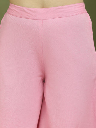 Lace Work, Woven Design straight Kurta With Palazzo