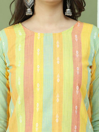 Lace Work, Woven Design straight Kurta With Palazzo