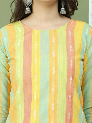 Lace Work, Woven Design straight Kurta Palazzo Dupatta Set