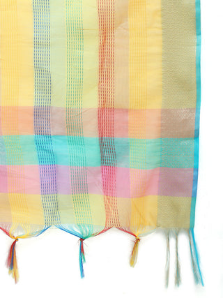 Lace Work, Woven Design straight Kurta Palazzo Dupatta Set