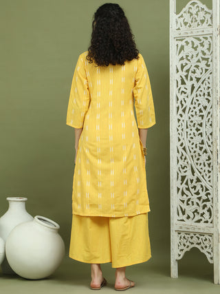 Lace Work, Woven Design straight Kurta With Palazzo