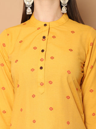 Women Woven Design Kurta with Palazzos & With Dupatta