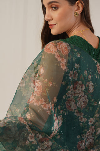 Women Embroidered Sequinned Kurta & Palazzos With Dupatta