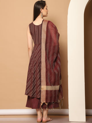 Women Woven Design Kantha Work Kurta with Palazzos & With Dupatta