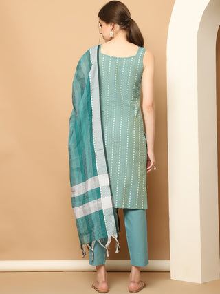 Green Dobby Kurta with pallazos dupatta set