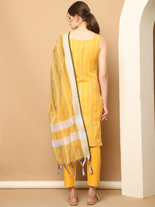 Yellow Dobby Kurta with pallazos dupatta set