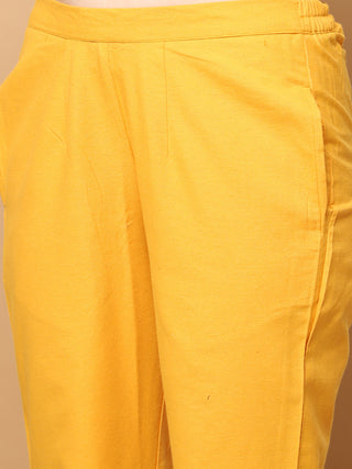 Yellow Dobby Kurta with pallazos dupatta set