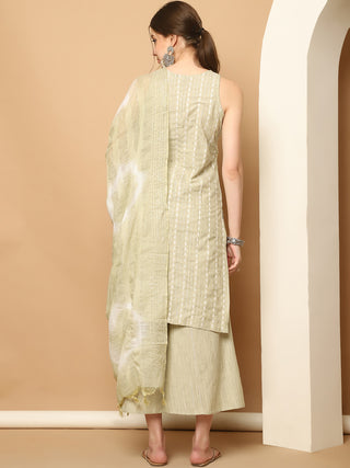 Dobby Green Kurta with Palazzos & With Dupatta