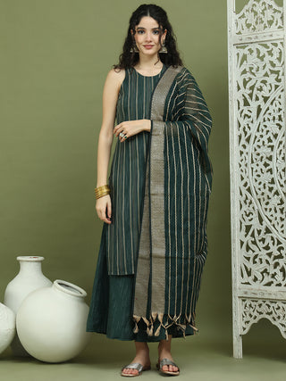 Woven Design straight Kurta Palazzo With Dupatta