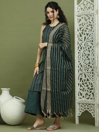 Woven Design straight Kurta Palazzo With Dupatta