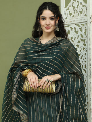 Woven Design straight Kurta Palazzo With Dupatta