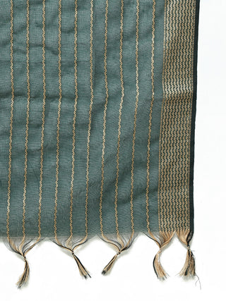 Woven Design straight Kurta Palazzo With Dupatta