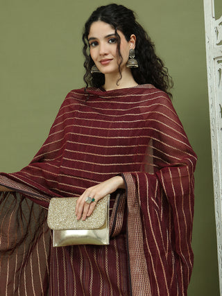 Woven Design straight Kurta Palazzo With Dupatta