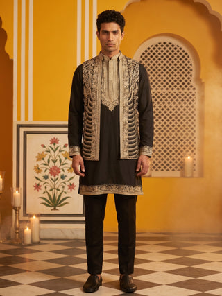 Men's Embroidered Waistcoat and Kurta Pyjama