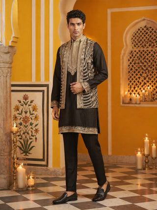 Men's Embroidered Waistcoat and Kurta Pyjama