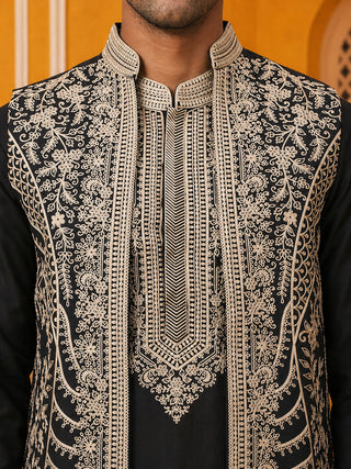 Men's Embroidered Waistcoat and Kurta Pyjama