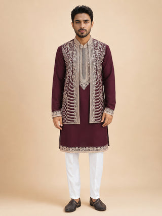 Men's Embroidered Waistcoat and Kurta Pyjama