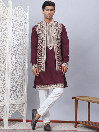 Men's Embroidered Waistcoat and Kurta Pyjama.