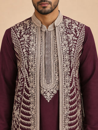 Men's Embroidered Waistcoat and Kurta Pyjama