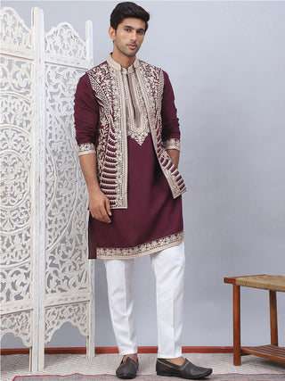 Men's Embroidered Waistcoat and Kurta Pyjama.