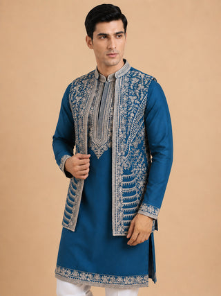 Men's Embroidered Waistcoat and Kurta Pyjama