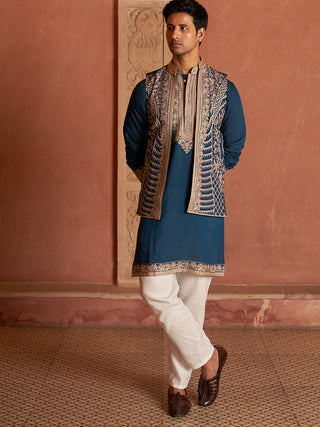 Men's Embroidered Waistcoat and Kurta Pyjama