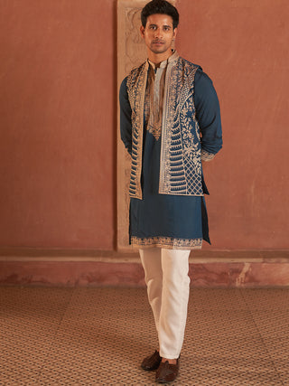 Men's Embroidered Waistcoat and Kurta Pyjama