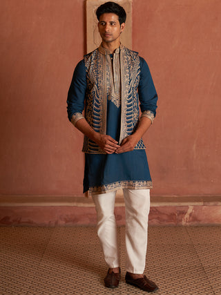 Men's Embroidered Waistcoat and Kurta Pyjama