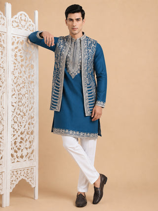 Men's Embroidered Waistcoat and Kurta Pyjama