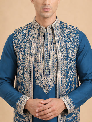 Men's Embroidered Waistcoat and Kurta Pyjama